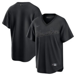 Milwaukee Brewers Blank Triple Black Jersey - All Stitched