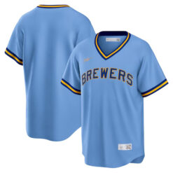 Milwaukee Brewers Blank Powder Blue Cooperstown Throwback Jersey - All Stitched