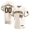 Custom Milwaukee Brewers Cream Home Limited Jersey - All Stitched
