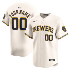 Custom Milwaukee Brewers Cream Home Limited Jersey - All Stitched