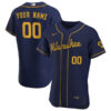 Custom Milwaukee Brewers Navy Alternate Game Jersey - All Stitched