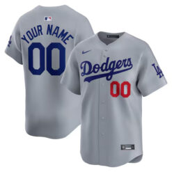 Custom Los Angeles Dodgers Grey Road Limited Jersey - All Stitched