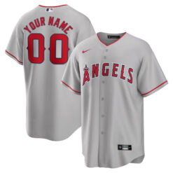 Custom Los Angeles Angels Grey Away Jersey - All Stitched