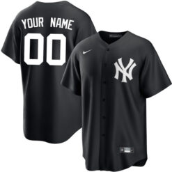 Custom New York Yankees Black White Jersey - All Stitched