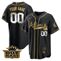 Custom Atlanta Braves Outkast ATLiens Black Gold V1 Jersey - All Stitched