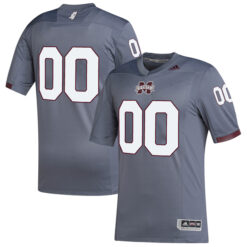 Alternative view of Custom Mississippi State Bulldogs Football Grey Premier Strategy Jersey - All Stitched