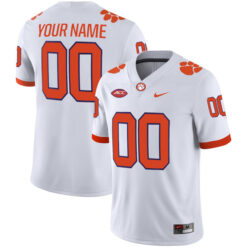 Custom Clemson Tigers Football White Game Jersey - All Stitched