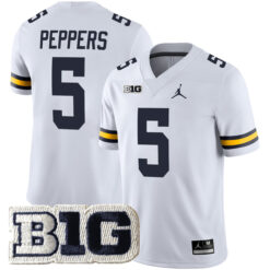 Jabrill Peppers Michigan Wolverines Football White Away Jersey - All Stitched