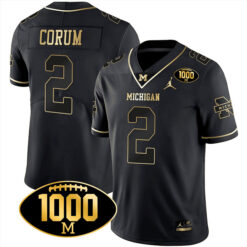 Blake Corum Michigan Wolverines Football Black Gold Jersey - All Stitched