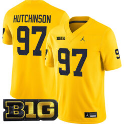 Aidan Hutchinson Michigan Wolverines Football All Maize Jersey - All Stitched