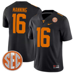 Peyton Manning Tennessee Volunteers Football Black Alternate Game Jersey - All Stitched