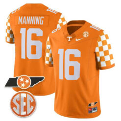 Peyton Manning Tennessee Volunteers Football Checkerboard Orange Jersey - All Stitched