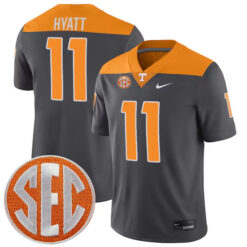 Jalin Hyatt Tennessee Volunteers Football Anthracite Game Jersey - All Stitched