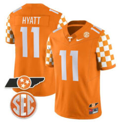 Jalin Hyatt Tennessee Volunteers Football Checkerboard Orange Jersey - All Stitched
