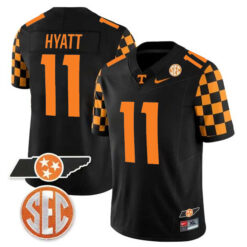 Jalin Hyatt Tennessee Volunteers Football Checkerboard Black Jersey - All Stitched
