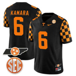 Alvin Kamara Tennessee Volunteers Football Checkerboard Black Jersey - All Stitched