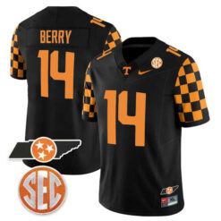 Eric Berry Tennessee Volunteers Football Checkerboard Black Jersey - All Stitched