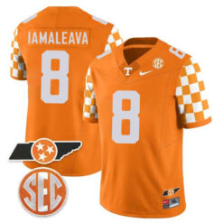 Nico Iamaleava Tennessee Volunteers Football Checkerboard Orange Jersey - All Stitched