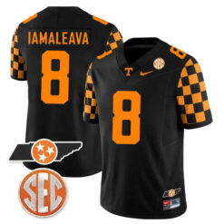 Nico Iamaleava Tennessee Volunteers Football Checkerboard Black Jersey - All Stitched