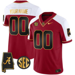 Custom Alabama Crimson Tide Football Alabama Map Alternate Crimson Jersey - All Stitched