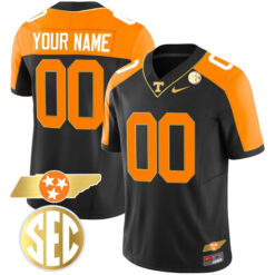 Custom Tennessee Volunteers Football Gold Limited Black Reverse Jersey - All Stitched