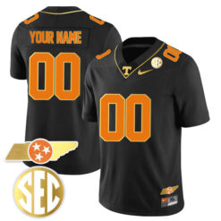 Custom Tennessee Volunteers Football Gold Limited Black Jersey - All Stitched