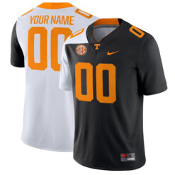 Custom Tennessee Volunteers Football Black White Mashup Jersey - All Stitched