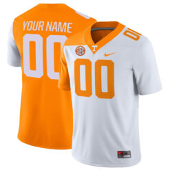 Custom Tennessee Volunteers Football White Orange Mashup Jersey - All Stitched