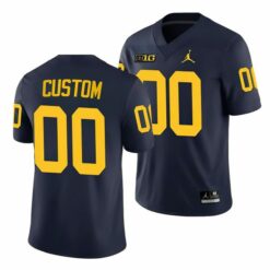 Custom Michigan Wolverines Football Navy Blue Home Game Jersey - All Stitched