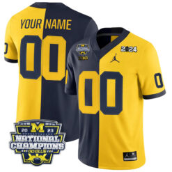 Custom Michigan Wolverines Football 2023 National Championship Split Jersey - All Stitched