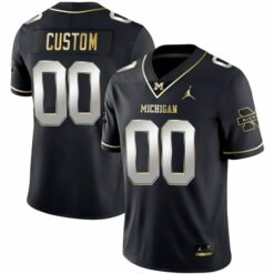 Custom Michigan Wolverines Football Black Gold Jersey - All Stitched