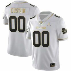 Custom Michigan Wolverines Football White Gold Jersey - All Stitched