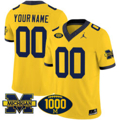 Custom Michigan Wolverines Football 1000 Wins Maize Yellow Vapor F.U.S.E Limited Jersey - All Stitched