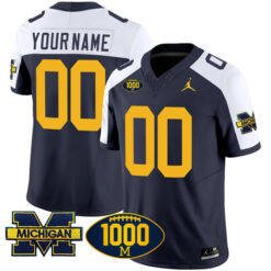 Custom Michigan Wolverines Football 1000 Wins Alternate Navy Vapor F.U.S.E Limited Jersey - All Stitched