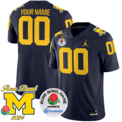 Custom Michigan Wolverines Football 2024 Rose Bowl Navy Jersey - All Stitched