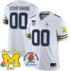 Custom Michigan Wolverines Football 2024 Rose Bowl White Jersey - All Stitched