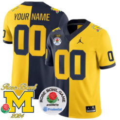 Custom Michigan Wolverines Football 2024 Rose Bowl Split Jersey - All Stitched