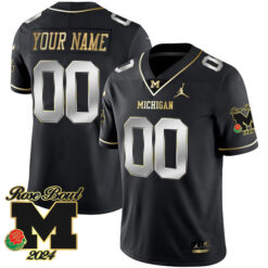 Custom Michigan Wolverines Football 2024 Rose Bowl Black Limited Jersey - All Stitched