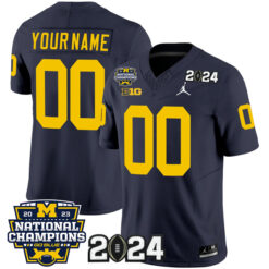 Custom Michigan Wolverines Football 2023 Championship Navy Vapor F.U.S.E Limited Jersey - All Stitched