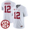 Joe Namath Alabama Crimson Tide Football White Away Game Jersey - All Stitched