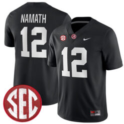 Joe Namath Alabama Crimson Tide Football Black Alternate Game Jersey - All Stitched