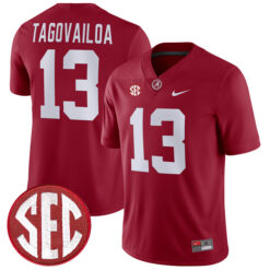 Tua Tagovailoa Alabama Crimson Tide Football Crimson Home Game Jersey - All Stitched