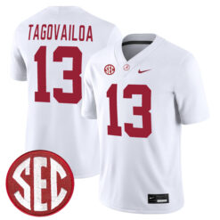 Tua Tagovailoa Alabama Crimson Tide Football White Away Game Jersey - All Stitched