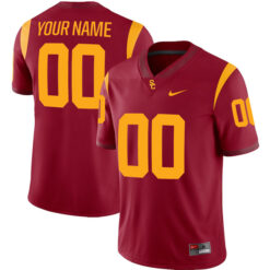 Alternative view of Custom USC Trojans Football Cardinal Home Game Jersey - All Stitched
