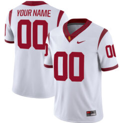 Alternative view of Custom USC Trojans Football White Away Game Jersey - All Stitched