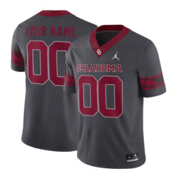 Alternative view of Custom Oklahoma Sooners Football Grey Alternate Game Jersey - All Stitched