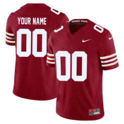 Alternative view of Custom Oklahoma Sooners Football Crimson Alternate Game Jersey - All Stitched