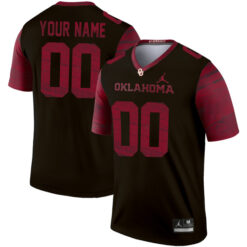 Alternative view of Custom Oklahoma Sooners Football Legend Black Jersey - All Stitched