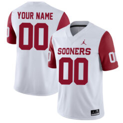 Alternative view of Custom Oklahoma Sooners Football Crimson Sleeve Jersey - All Stitched
