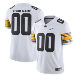 Alternative view of Custom Iowa Hawkeyes Football White Away Game Jersey - All Stitched